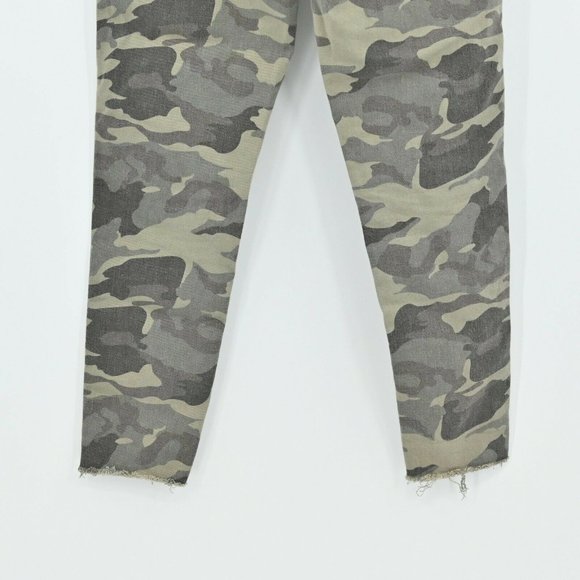 ZARA Womens Size 4 Camo Khaki Green Army Camouflage Skinny Slim Jeans Distressed - Picture 7 of 10